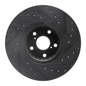 Lexus GS350 Brake Rotor (1) - Front Left - R1 Concepts - Drilled & Slotted - Black - `07-`11